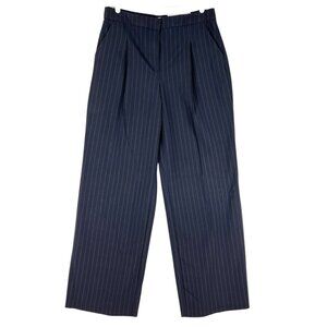 Liz Claiborne Women's Margot Wide Leg Stretch Navy Striped Trouser Size 10 NWT